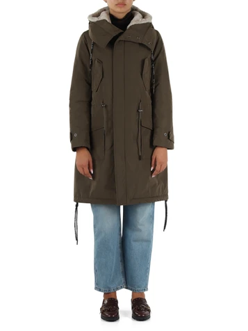 VERDE MILITARE | Giacca simil parka con interno in ecopelliccia