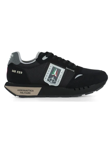 NERO | Sneakers in tessuto ed ecosuede con patch logo