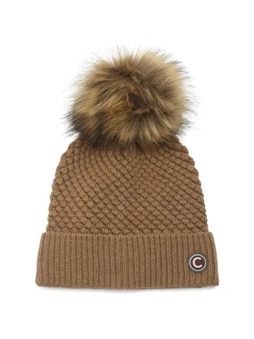 MARRONE CHIARO | Cappello in misto lana e cashmere GEODESY con pon pon