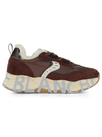 MARRONE | Sneakers in pelle e tessuto tecnico CLUB105 FUR