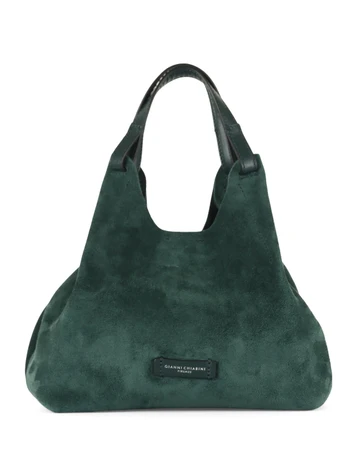 VERDE SCURO | Borsa a mano in suede DUA Medium
