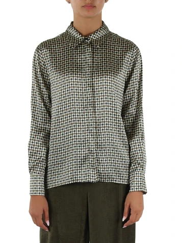 VERDE | Camicia stampata in seta stretch