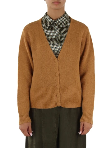 GIALLO SCURO | Cardigan in misto alpaca