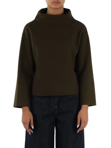 VERDE SCURO | Maglia collo alto in misto lana vergine