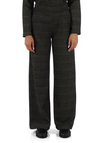 VERDE SCURO | Pantalone gamba larga in misto viscosa e cotone