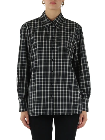 NERO | Camicia stampa check in taffetà