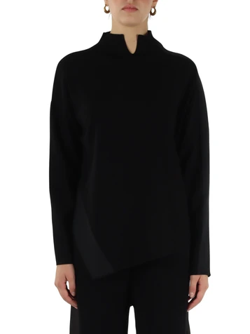 NERO | Maglia in misto viscosa con inserti a contrasto