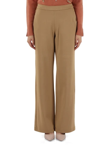 BEIGE | Pantalone gamba larga in misto viscosa