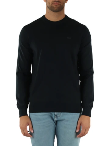 VERDE SCURO | Maglia girocollo in lana regular fit