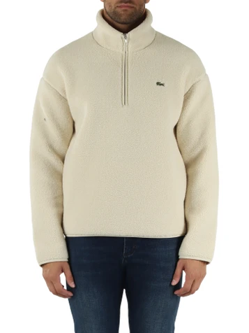 PANNA | Felpa mezza zip in pile sherpa con bordi in twill