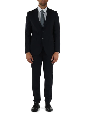 BLU SCURO | Abito due pezzi slim fit in lana vergine Tesse