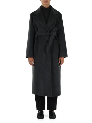 GRIGIO SCURO | Cappotto lungo BRONTE in orsetto di lana e alpaca