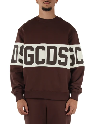 BRAUN | Rundhals-Sweatshirt aus angerauter Baumwolle mit Logo-Schriftzug