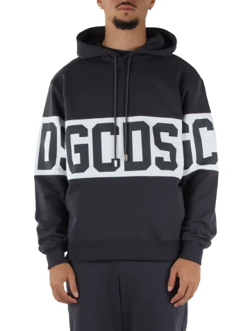 GRAU | Sweatshirt aus angerauter Baumwolle mit Kapuze und Logo-Schriftzügen