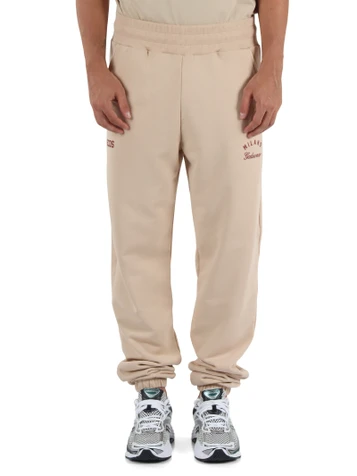 BEIGE | Sporthose aus angerauter Baumwolle mit Logodruck