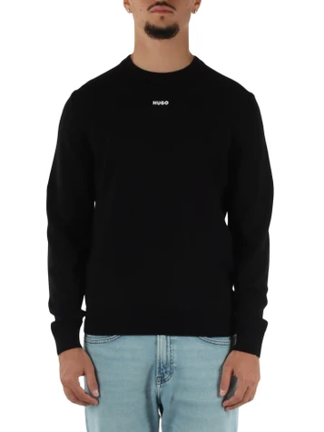 NERO | Maglia girocollo in cotone con scritta logo a rilievo