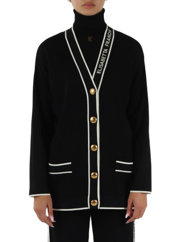 SCHWARZ | Cardigan aus Viskosemischung mit Logoknöpfen