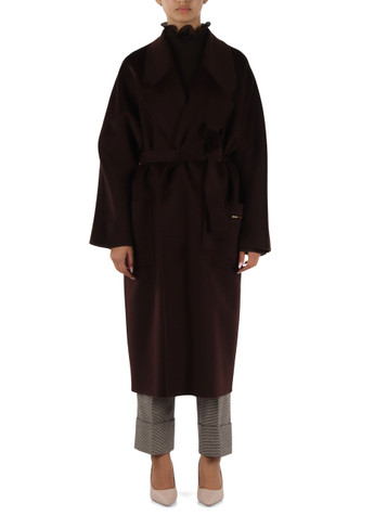 MARRONE | Cappotto over in panno double di lana
