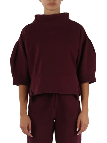 BORDEAUX | Baumwoll-Sweatshirt mit Dreiviertelärmeln