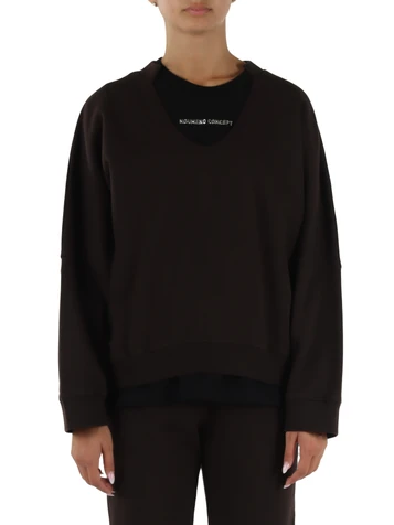 BRAUN | Oversize V-Ausschnitt Sweatshirt aus Baumwolle