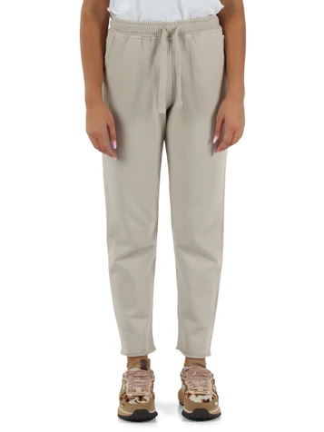 BEIGE | Sporthose aus angerauter Baumwolle mit elastischem Saum