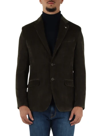 GRÜN | Einreihige BARTON-Jacke aus Samt