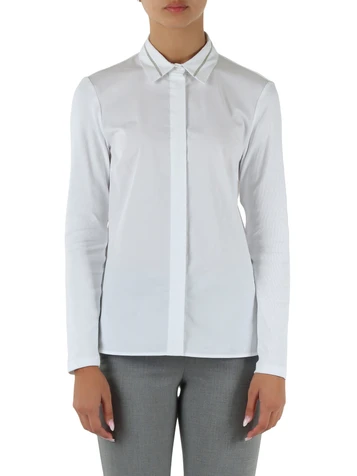 WEISS | Stretch-Popeline- und Jersey-Hemd