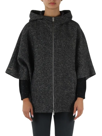 DUNKELGRAU | Weit geschnittener Mantel aus einer Mischung aus reiner Schurwolle und Alpaka