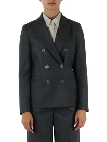 GRAU | Doppelreihige Jacke aus reiner Schurwolle