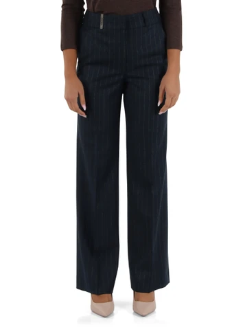 BLAU | Palazzo-Hose aus gestreiftem Schurwolle