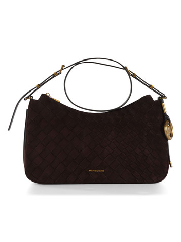 dunkelbraun | NOLITA Medium Schultertasche aus geflochtenem Veloursleder