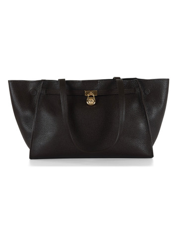 dunkelbraun | HAMILTON MODERNE Große Tote-Tasche aus genarbtem Leder