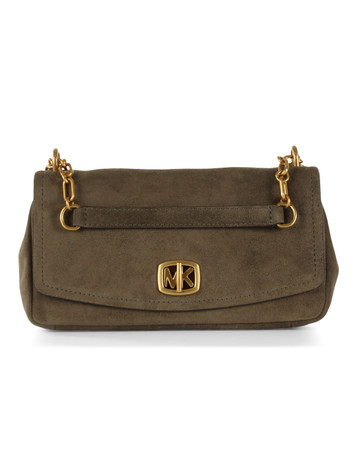 Militärgrün | BRYANT Small Schultertasche aus Veloursleder