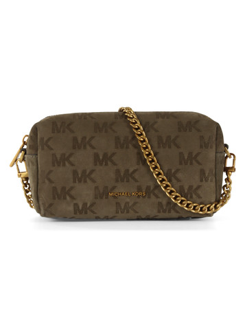 Militärgrün | BRYANT Small Suede-Tasche mit geprägtem Logo