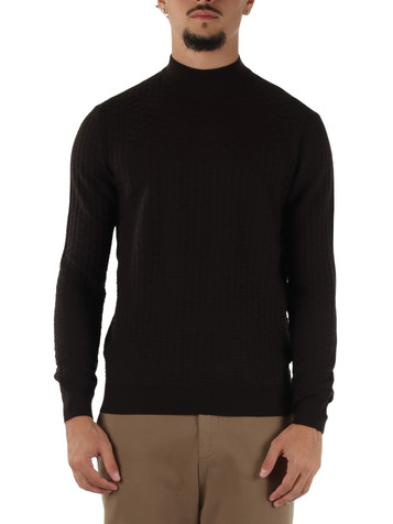 MARRONE | Maglia mezzo collo in lana merino extrafine