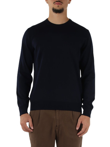 BLU SCURO | Maglia girocollo in lana merino extrafine