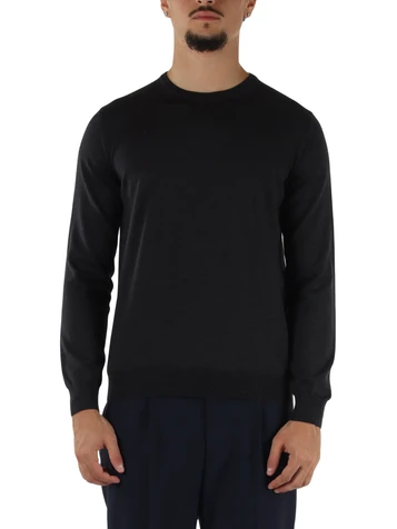 GRIGIO SCURO | Maglia girocollo in lana merino extrafine