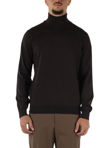 MARRONE | Maglia collo alto in lana merino extrafine