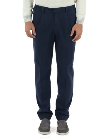 BLAU | Hose aus Tencel und Stretch-Baumwolle mit Falten