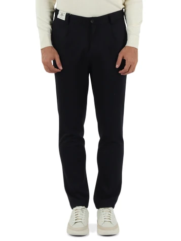 BLU SCURO | Pantalone in misto lana con pinces