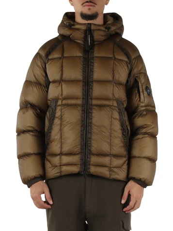 MARRONE | Piumino regular fit trapuntato con cappuccio