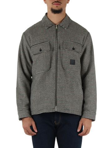 BIANCO/NERO | Overshirt con zip in misto lana