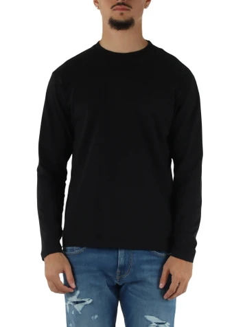 NERO | T-shirt manica lunga in cotone con stampa logo a rilievo