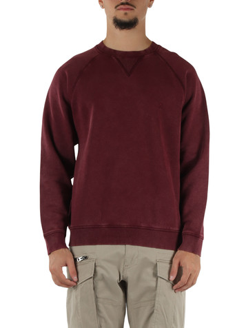 BORDEAUX | Felpa girocollo in cotone effetto vintage
