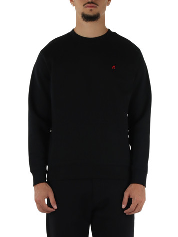 NERO | Felpa girocollo in cotone con ricamo logo