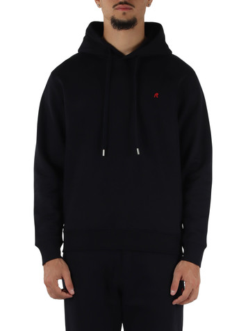 BLU SCURO | Felpa in cotone con cappuccio e ricamo logo