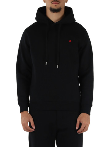 NERO | Felpa in cotone con cappuccio e ricamo logo