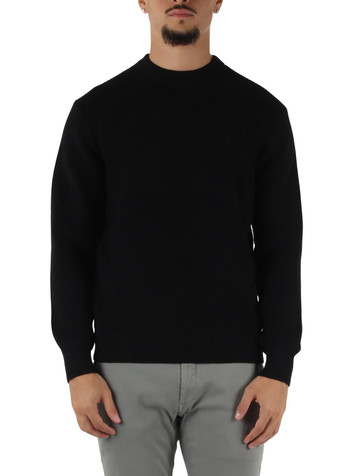 NERO | Maglia girocollo in cotone a costa inglese
