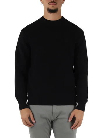 NERO | Maglia girocollo in cotone a costa inglese