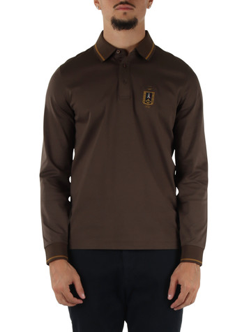 MARRONE | Polo manica lunga regular fit in cotone